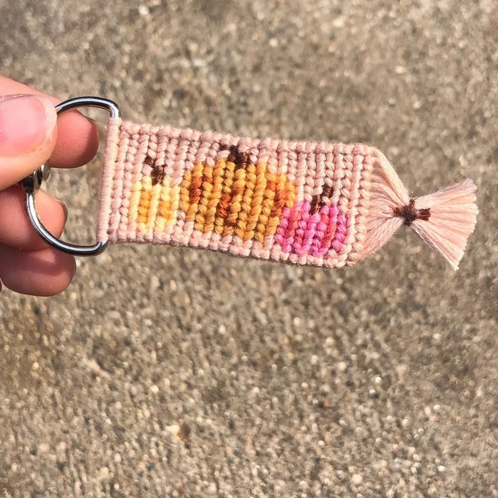 Handmade pumpkin fall inspired keychain